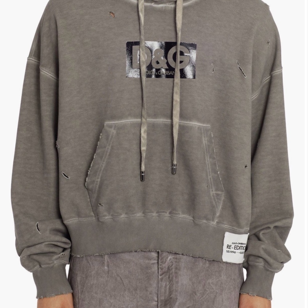 Dolce & Gabbana Destroyed Logo Cotton Hoodie